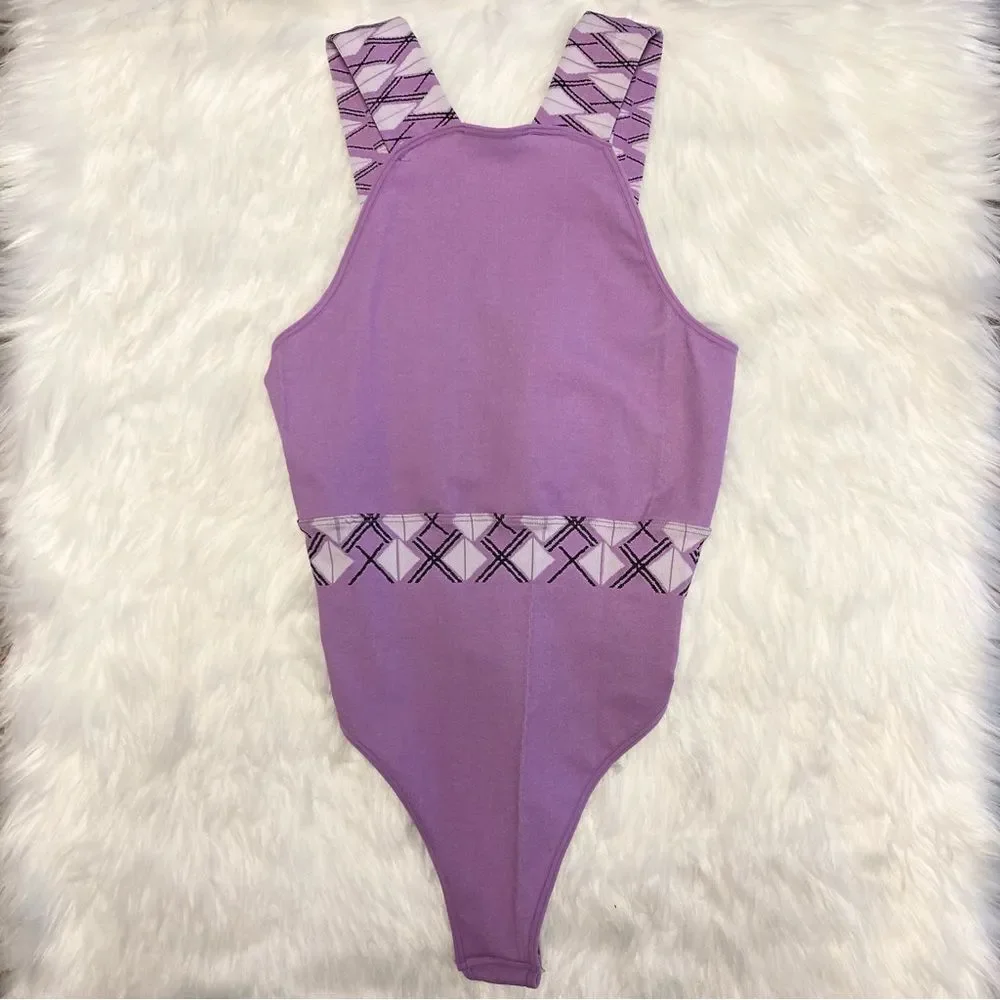 Free People FP Movement Lilac Purple Thong Bodysuit XS / Small NWOT XS/S Stretch